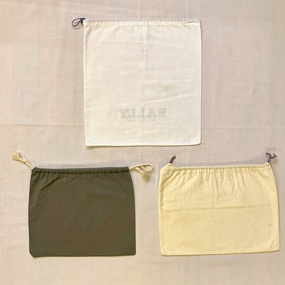 BALLY Final Markdown! White Drawstring Gray Cream Dust, Store, Travel Bags Set 3 - Picture 2 of 8